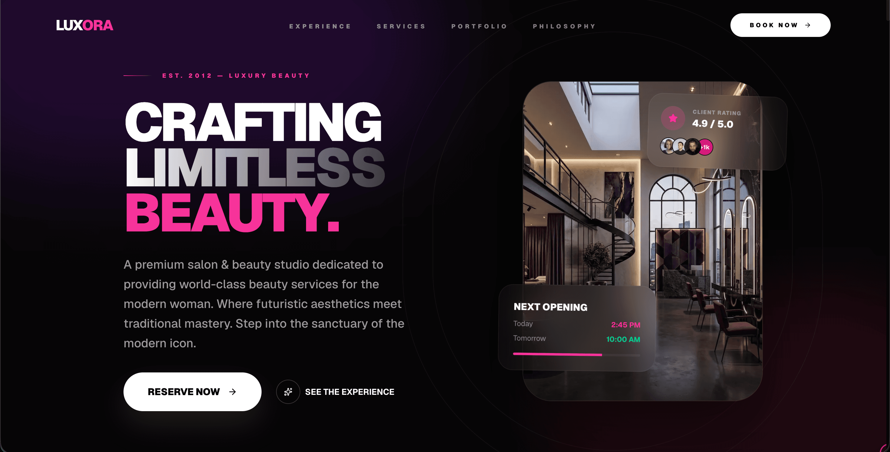 Luxury Salon Concept Website project preview - UI/UX CONCEPT